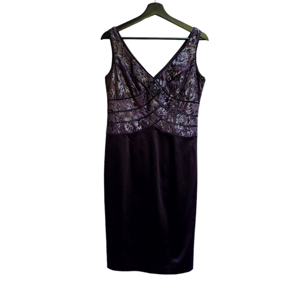 Jones New York Satin and Lace Evening Dress, Size Small